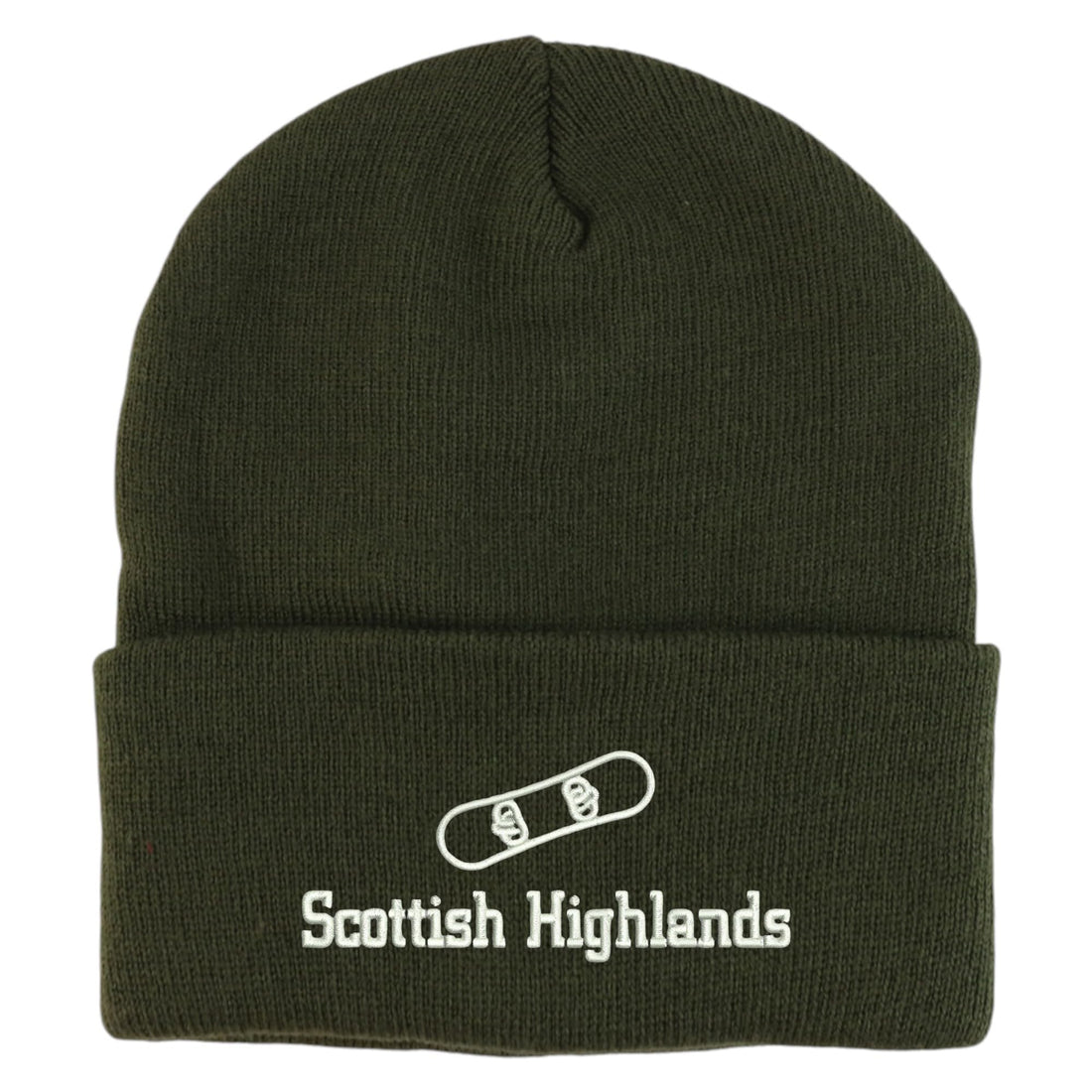 Trendy Apparel Shop Scottish Highlands Snowboard Logo Embroidered Long Cuff Beanie