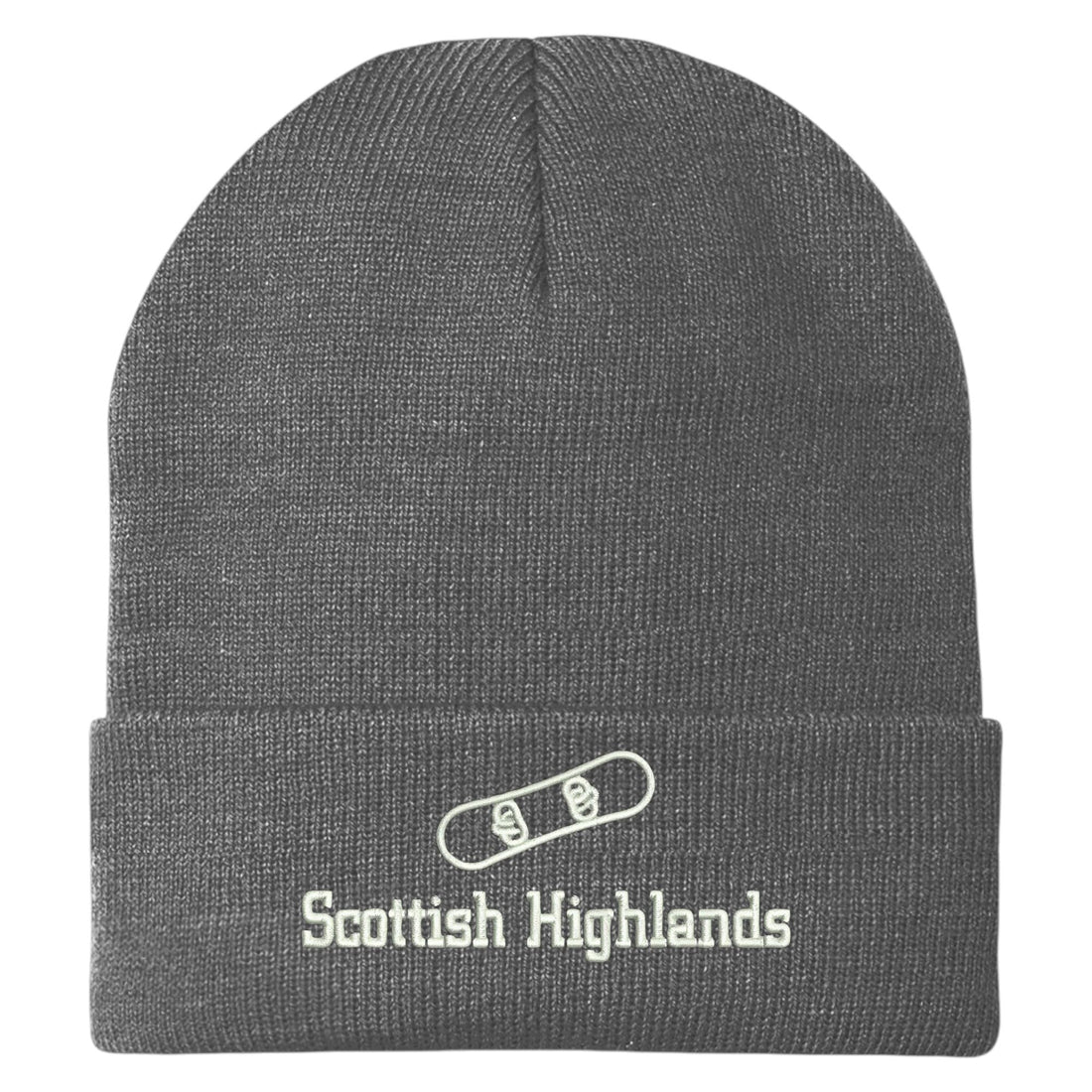 Trendy Apparel Shop Scottish Highlands Snowboard Logo Embroidered Long Cuff Beanie