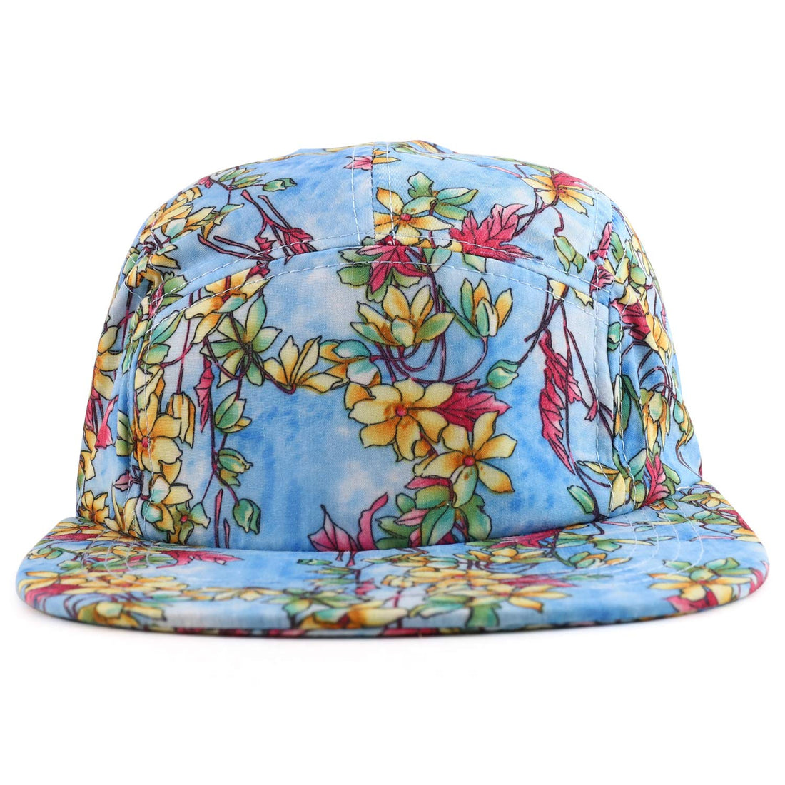 Trendy Apparel Shop Men's 5 Panel Blossom Floral Design Baseball Cap