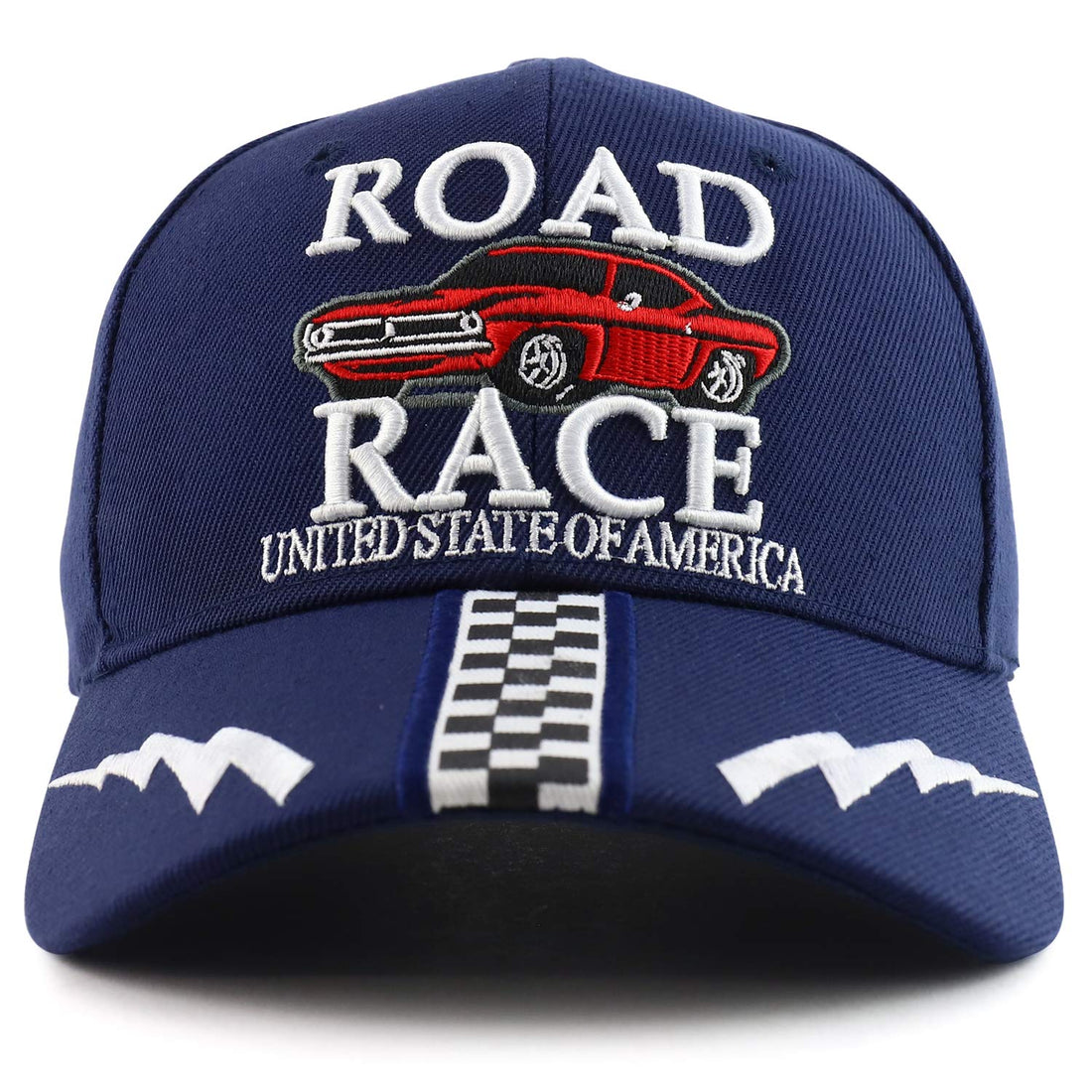 Trendy Apparel Shop Road Race 3D Embroidered USA Race Flag Baseball Cap
