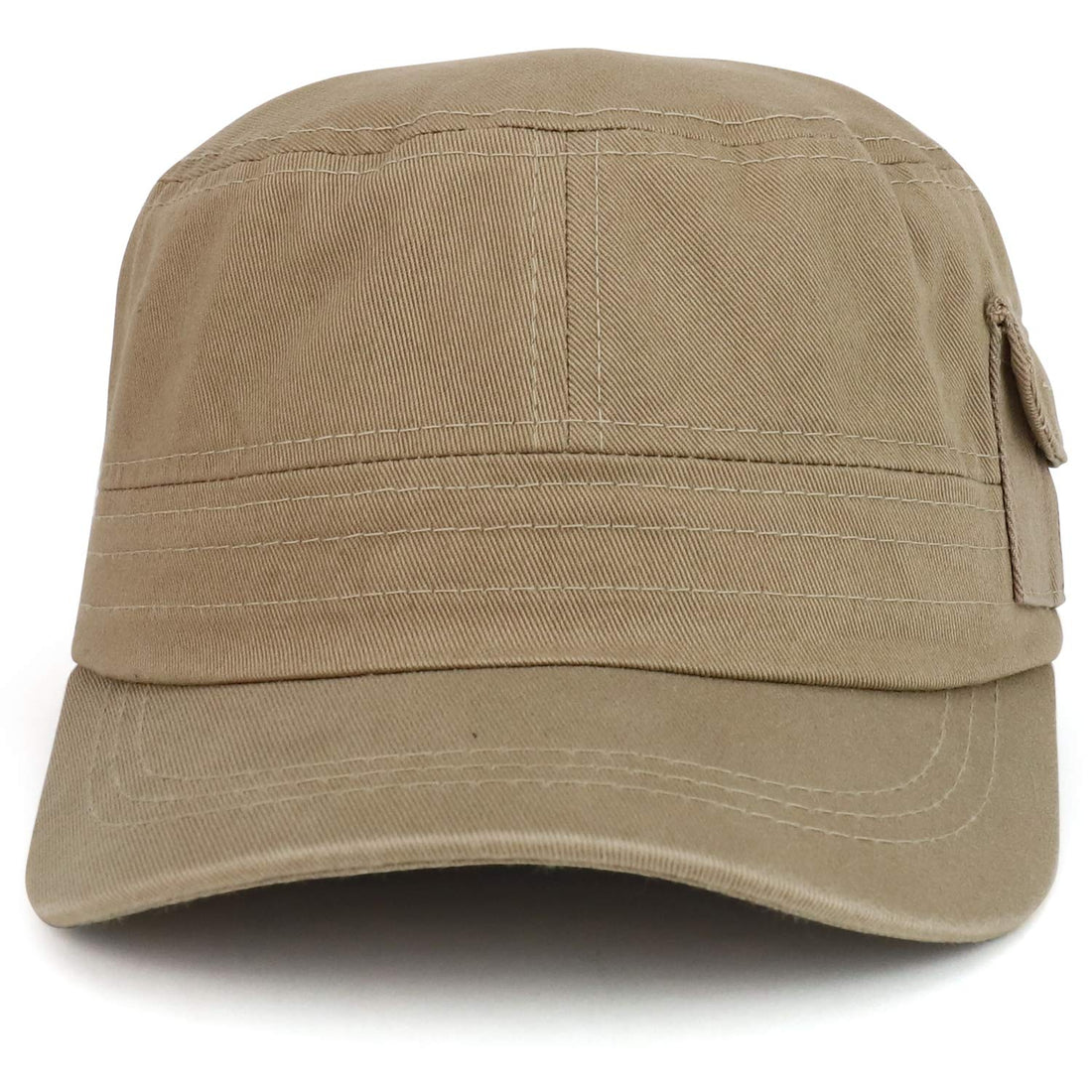 Trendy Apparel Shop Plain Castro Flat Top Style Army Cap with Pocket