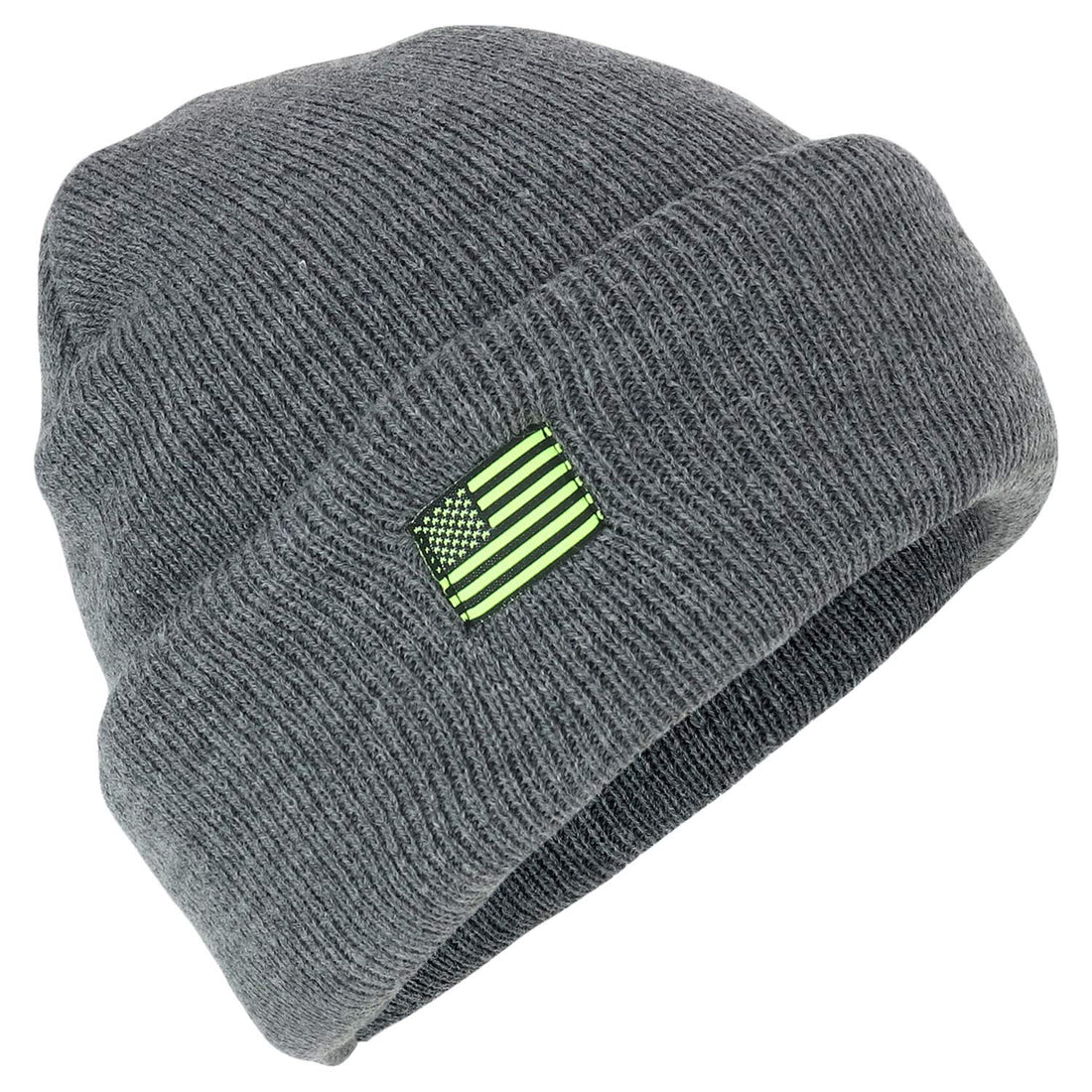 Trendy Apparel Shop Heavy Duty USA Flag Solid Cuffed Beanie with Thinsulate