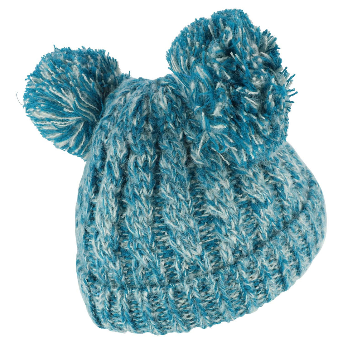 Trendy Apparel Shop Kid's Youth Size Winter Cable Knit 2 Pom Poms Beanie Hat