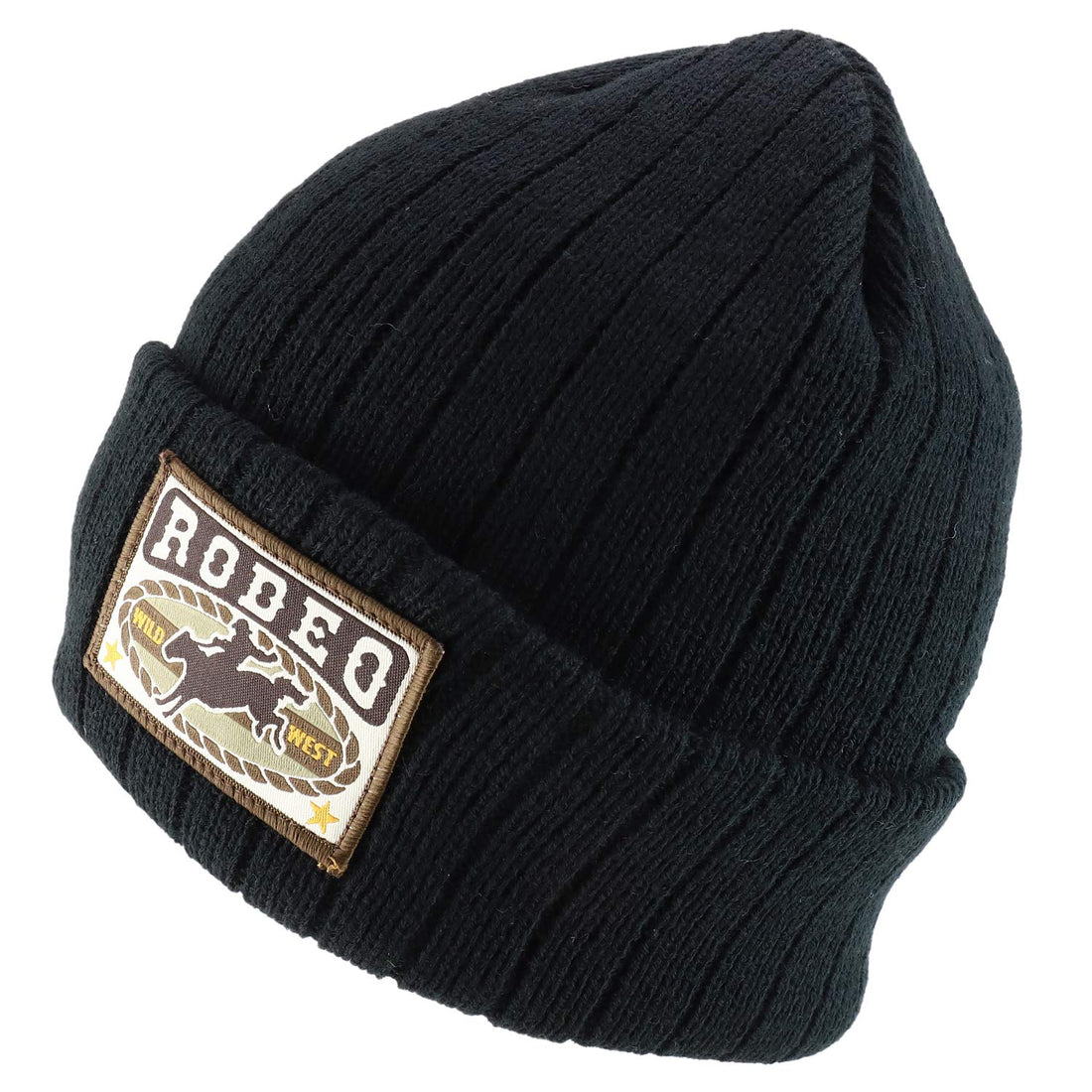 Trendy Apparel Shop Rodeo Patch Embroidered Outdoor Long Cuff Winter Beanie
