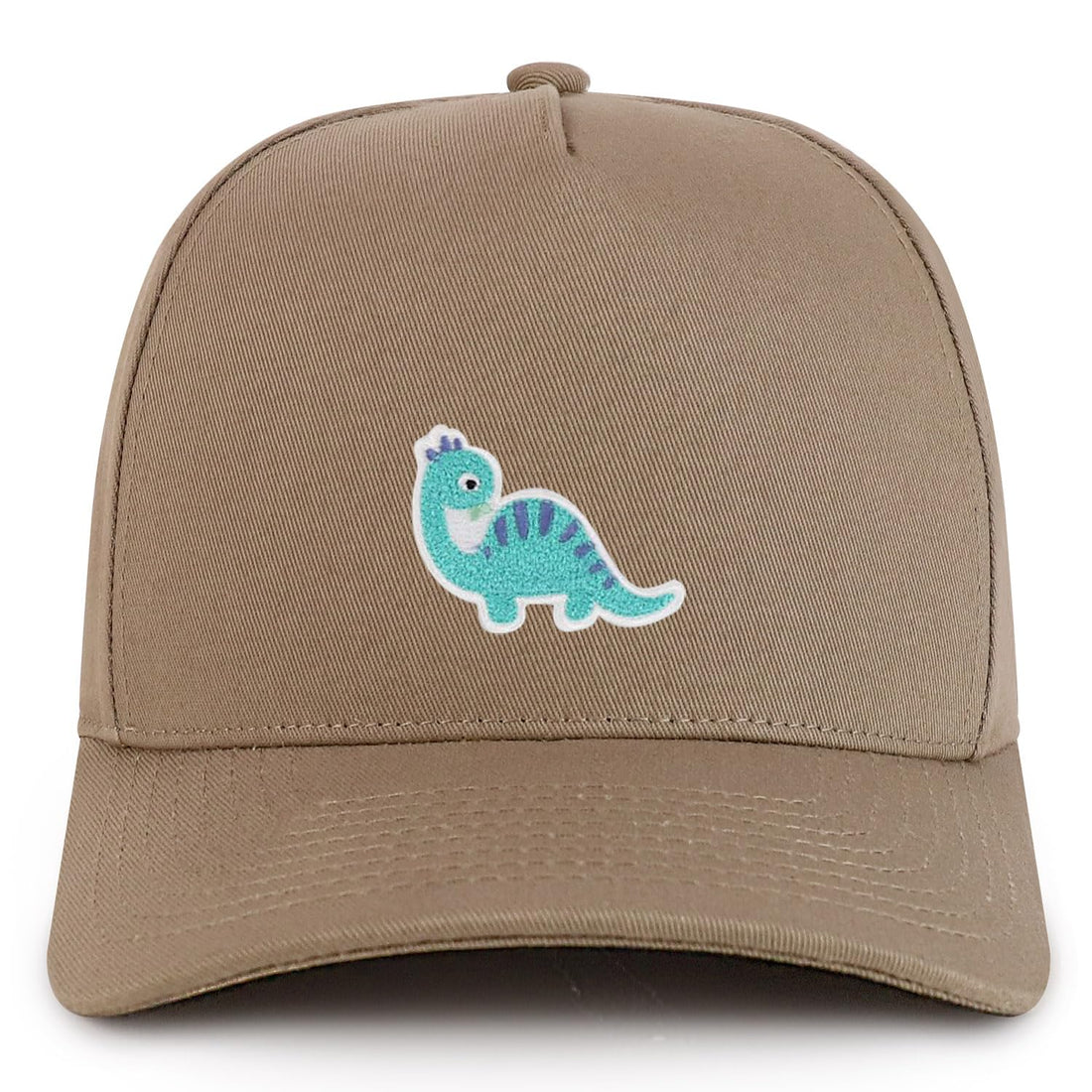 Trendy Apparel Shop Brontosaurus Dinosaurus Patch Cotton 5 Panel Structured Snapback Cap