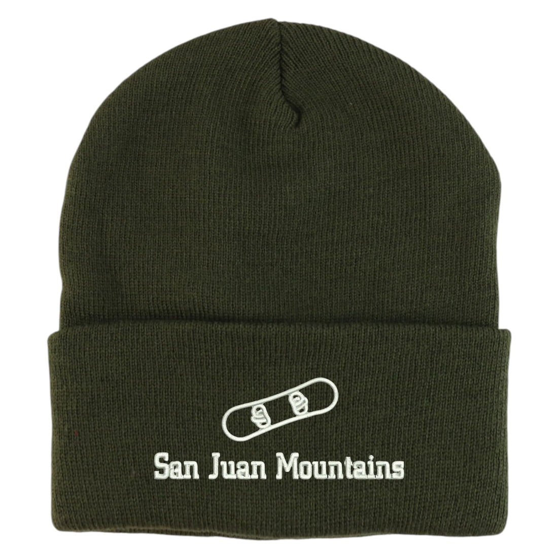 Trendy Apparel Shop San Juan Mountains Snowboard Logo Embroidered Long Cuff Beanie