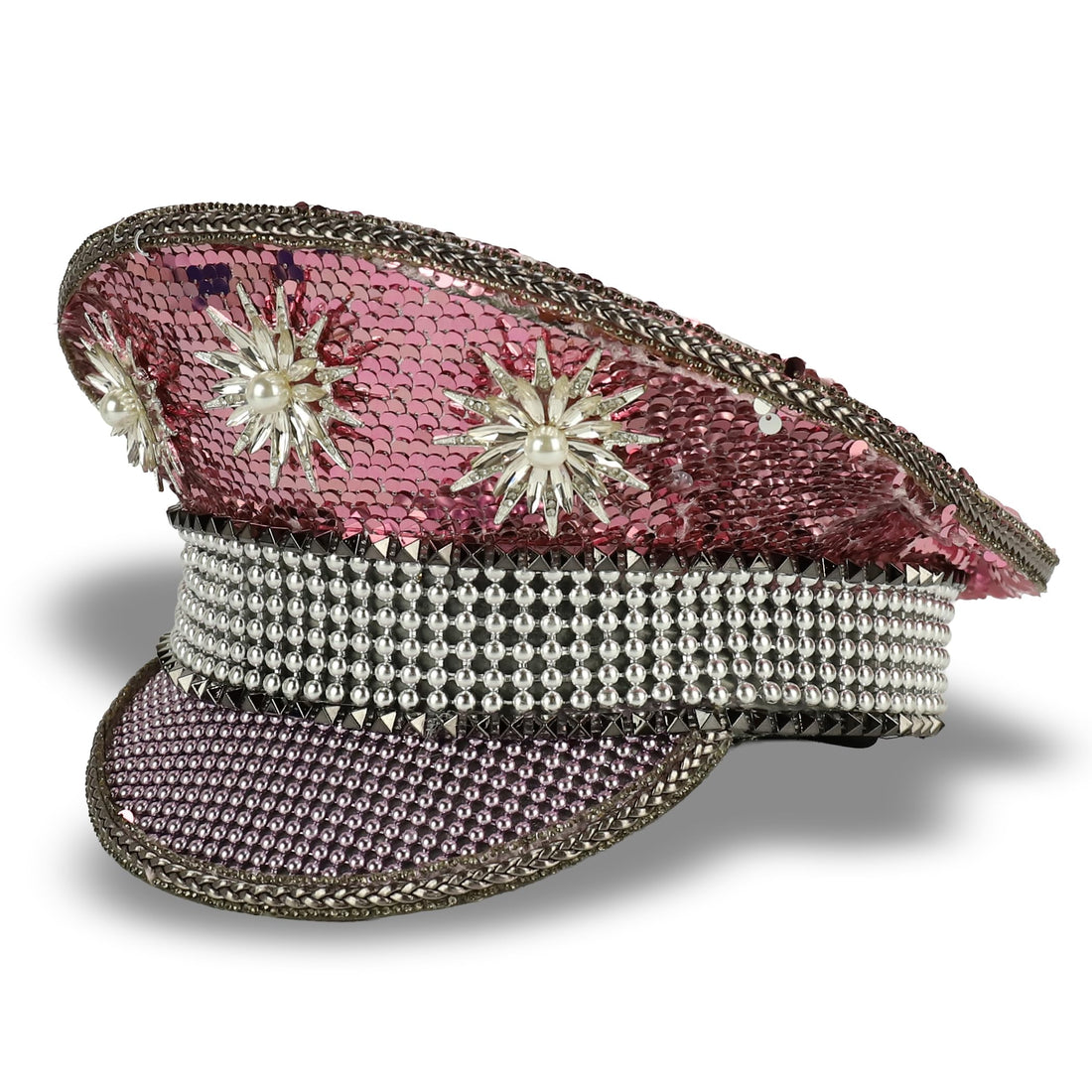 Trendy Apparel Shop Festival Party Sparkly Sequin Rhinestone Captain Hat