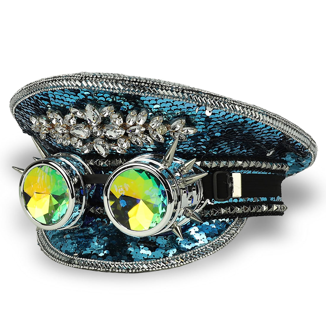 Trendy Apparel Shop Festival Party Sparkly Sequin Rhinestone Captain Hat