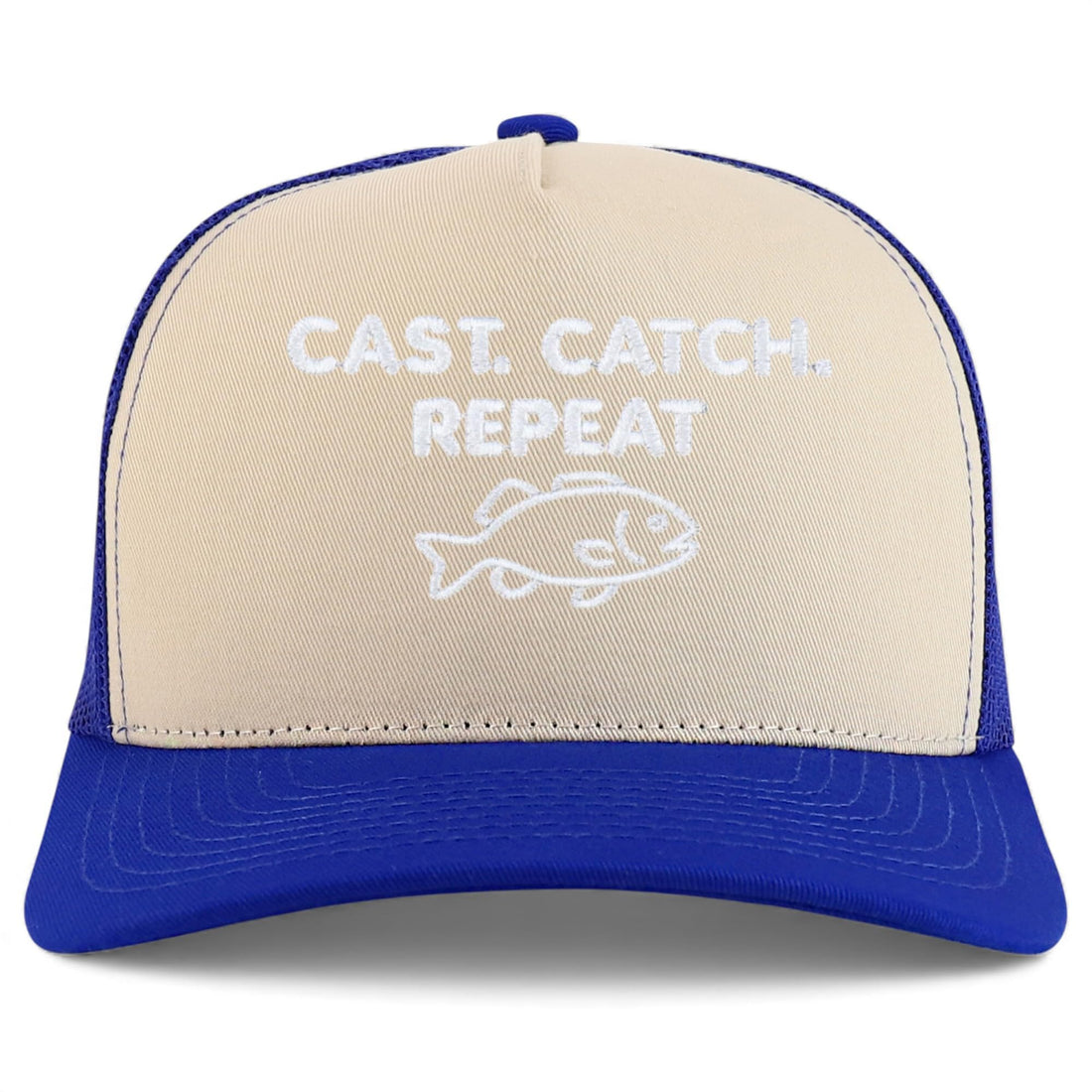 Trendy Apparel Shop Cast Catch Repeat Embroidered 5 Panel Snapback Trucker Cap