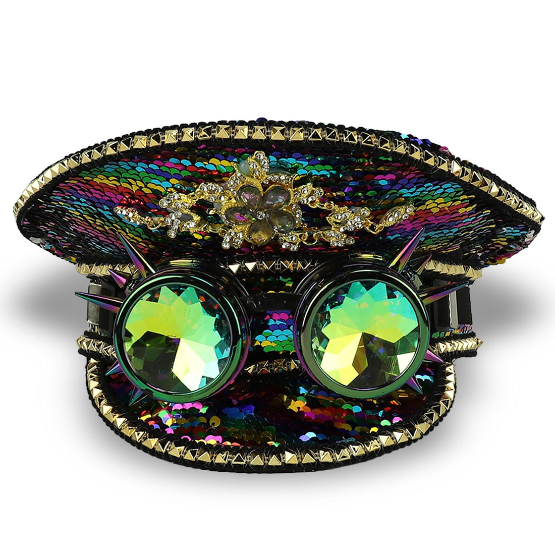 Trendy Apparel Shop Festival Party Sparkly Sequin Rhinestone Captain Hat
