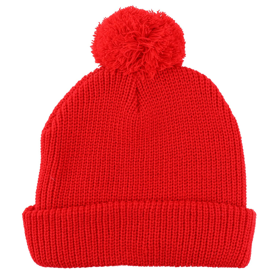 Trendy Apparel Shop XXL Oversized Solid Pom Pom Winter Ribbed Cuffed Beanie