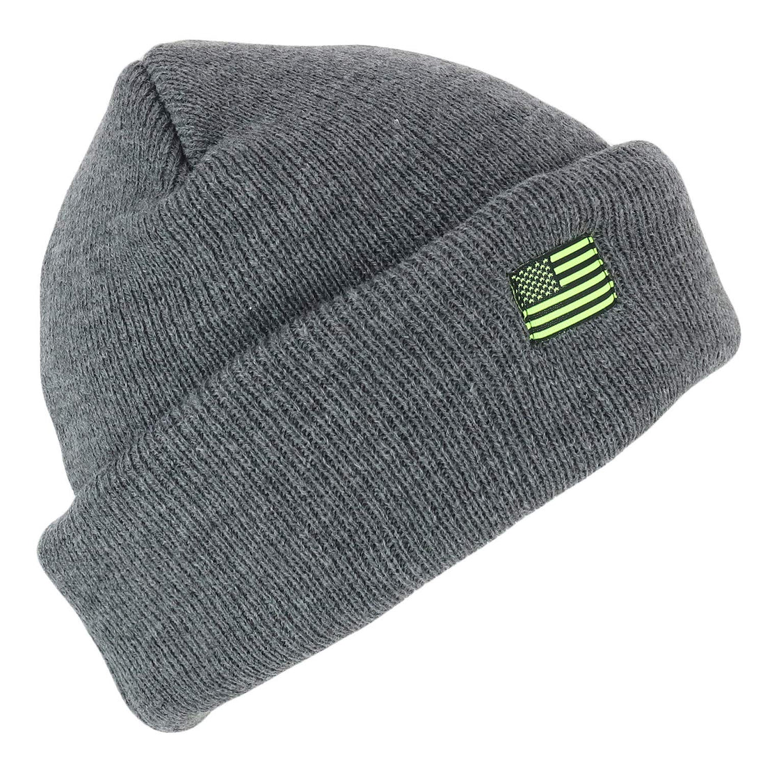 Trendy Apparel Shop Heavy Duty USA Flag Solid Cuffed Beanie with Thinsulate