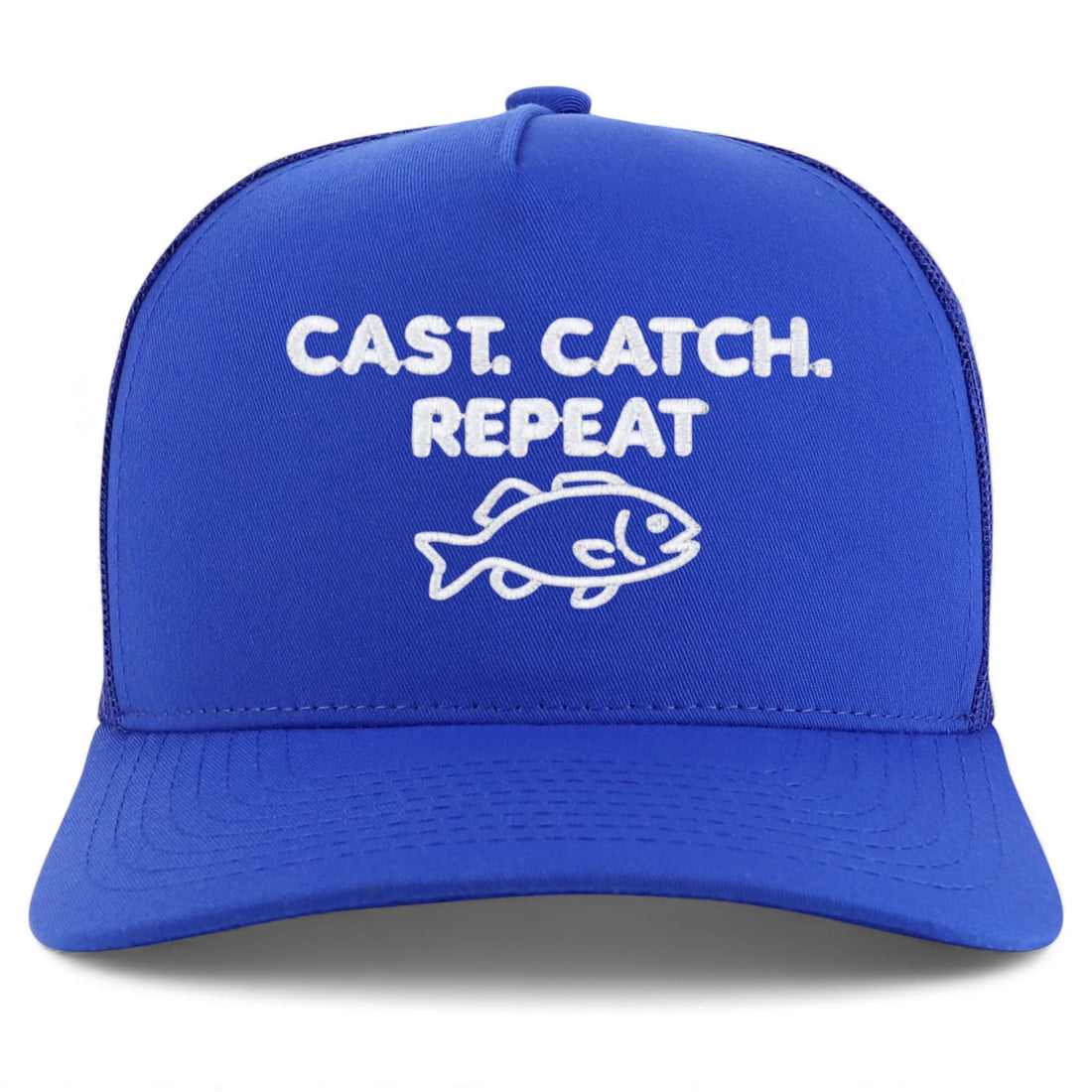 Trendy Apparel Shop Cast Catch Repeat Embroidered 5 Panel Snapback Trucker Cap