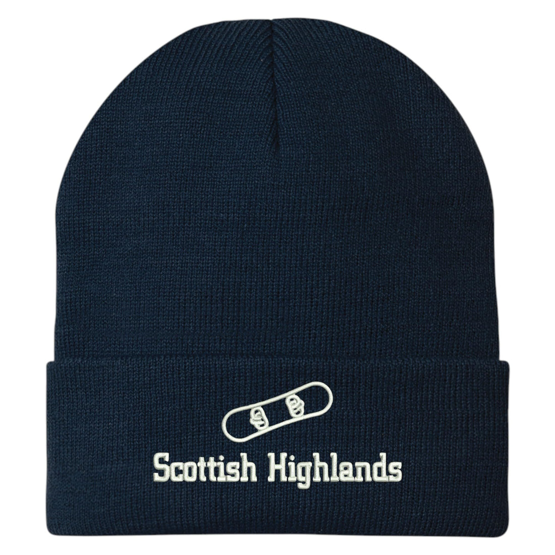 Trendy Apparel Shop Scottish Highlands Snowboard Logo Embroidered Long Cuff Beanie