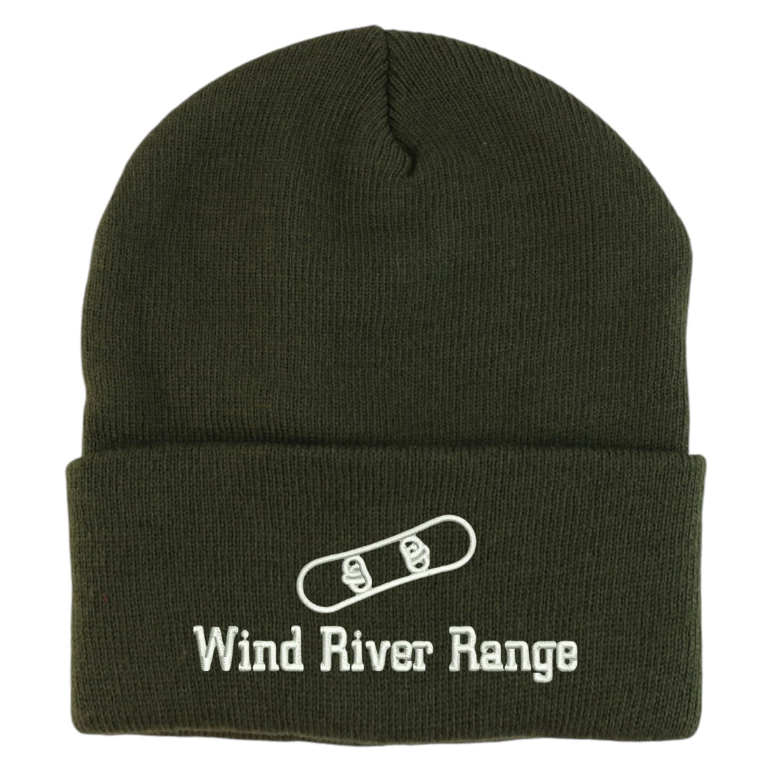 Trendy Apparel Shop Wind River Range Snowboard Logo Embroidered Long Cuff Beanie
