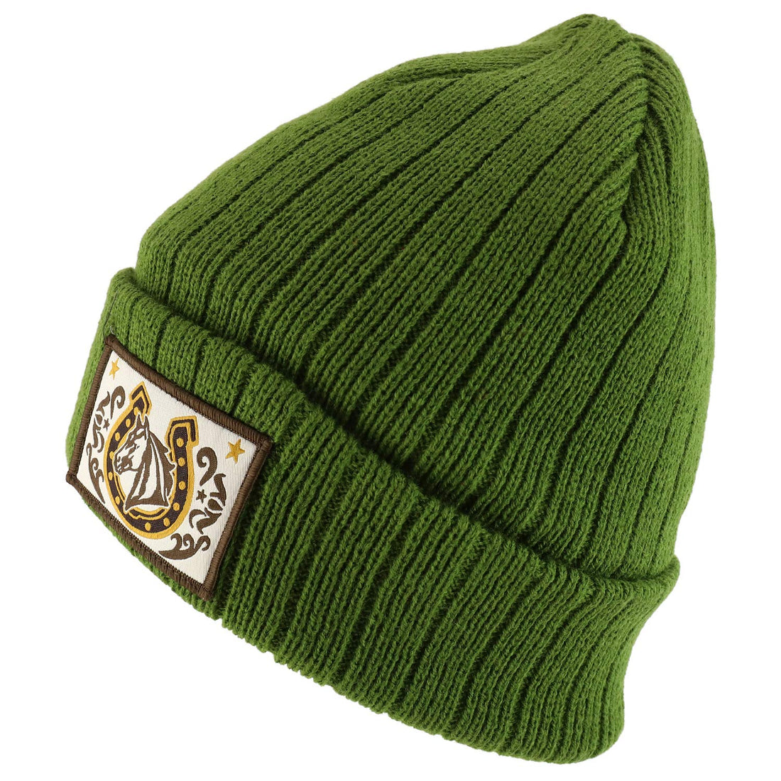 Trendy Apparel Shop Horse Patch Embroidered Outdoor Long Cuff Winter Beanie