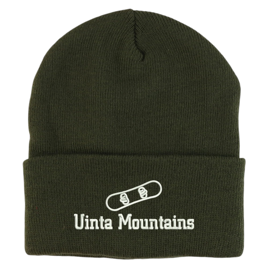 Trendy Apparel Shop Uinta Mountains Snowboard Logo Embroidered Long Cuff Beanie
