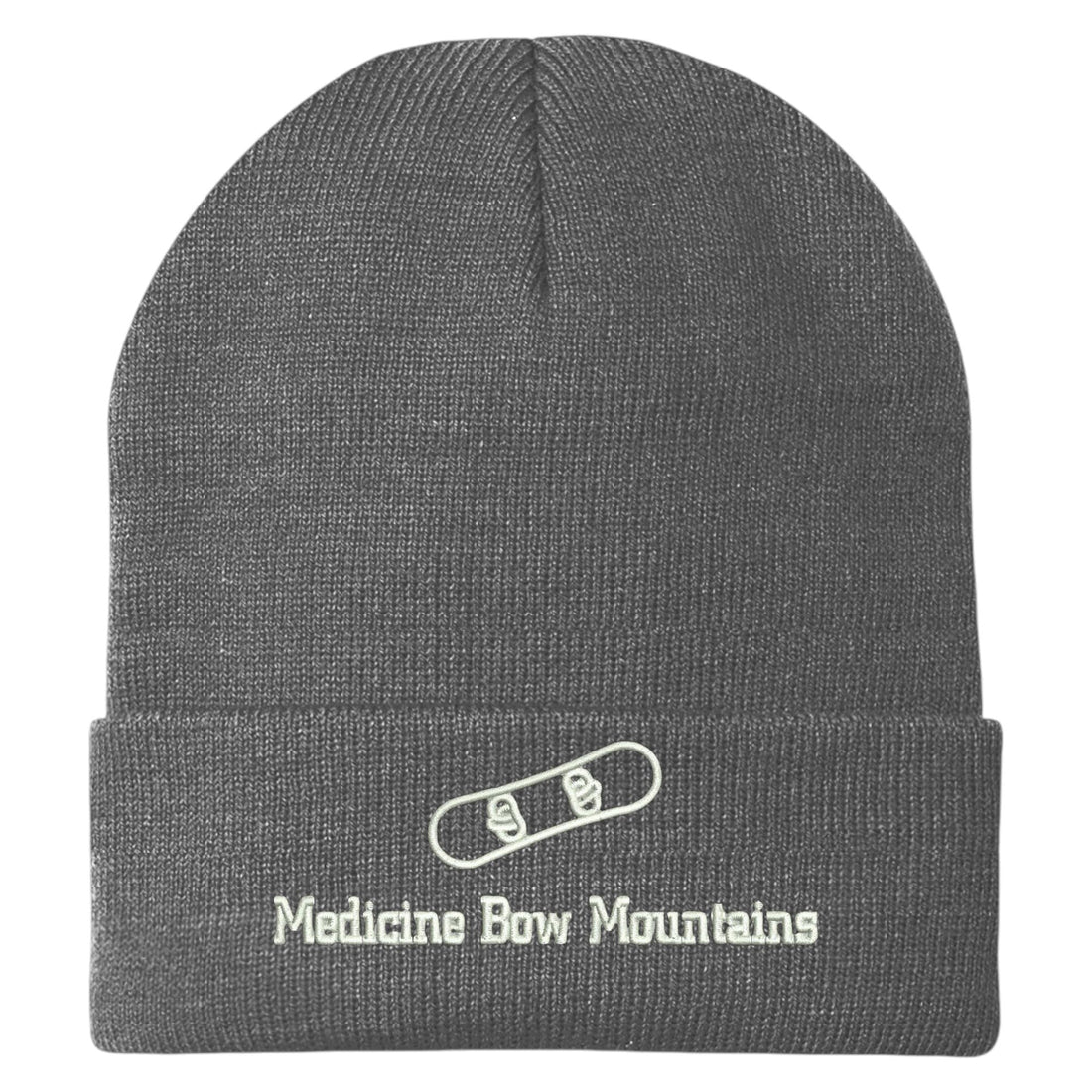 Trendy Apparel Shop Medicine Bow Mountains Snowboard Logo Embroidered Long Cuff Beanie