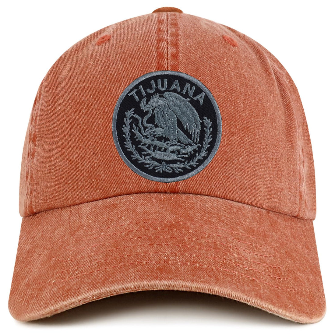 Trendy Apparel Shop Tijuana Mexico Charcoal Embroidered Patch Pigment Dyed Washed Baseball Cap