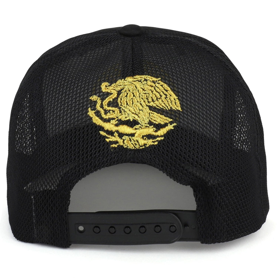 Trendy Apparel Shop City of Mexico Eagle Embroidered Flatbill Trucker Mesh Cap