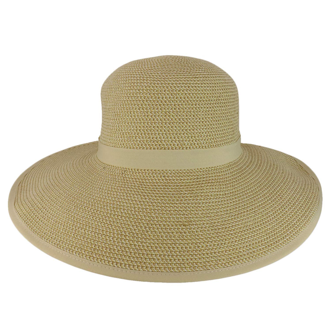 Trendy Apparel Shop UPF 50+ 4 Inch Split Brim Bow Paper Braid Tweed Sun Hat