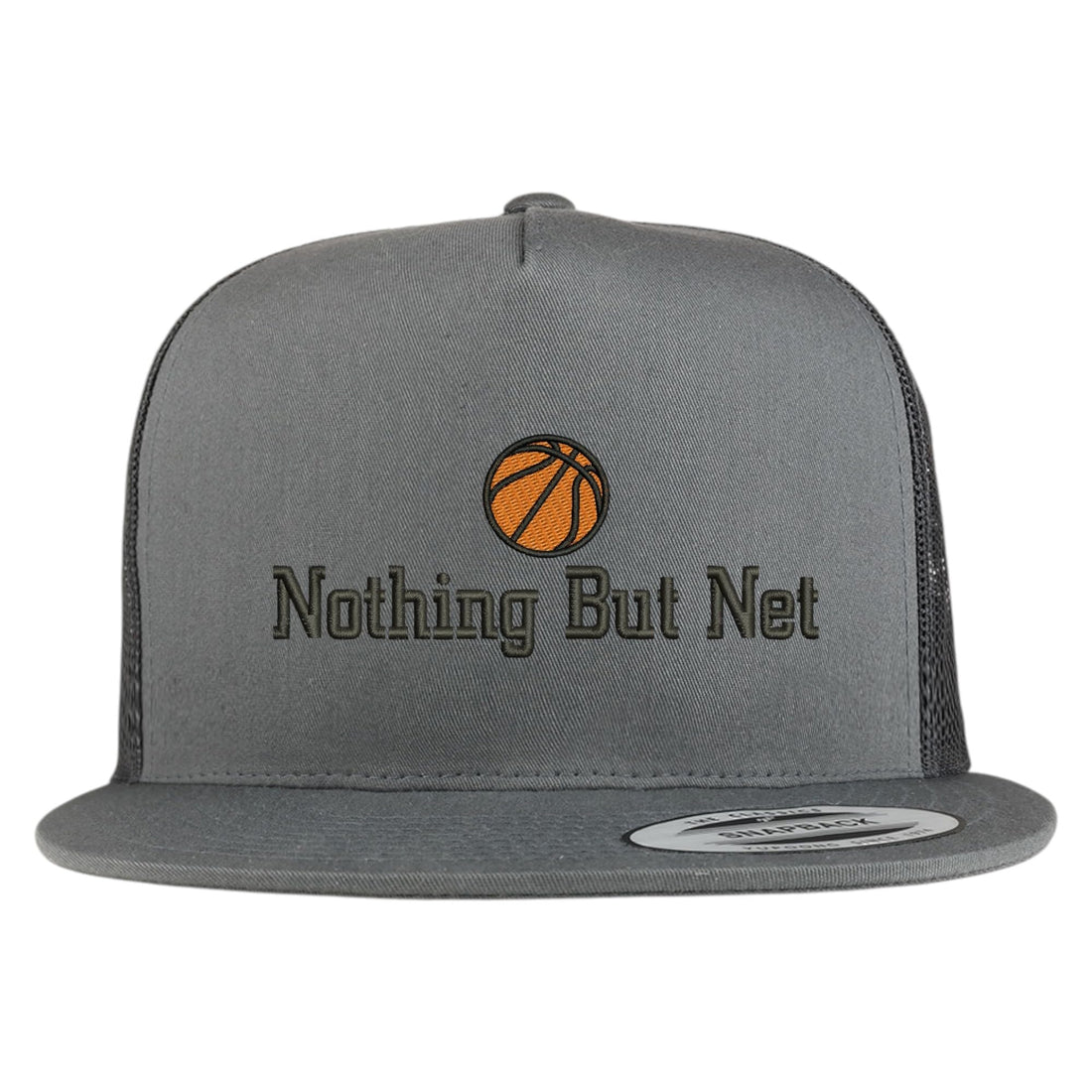 Trendy Apparel Shop Nothing But Net Embroidered 5 Panel Flatbill Trucker Mesh Cap