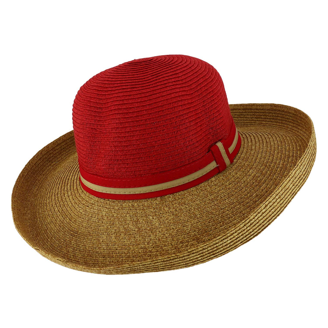 Trendy Apparel Shop UPF 50+ Women's Kettle Tweed Brim Paper Braid Sun Hat