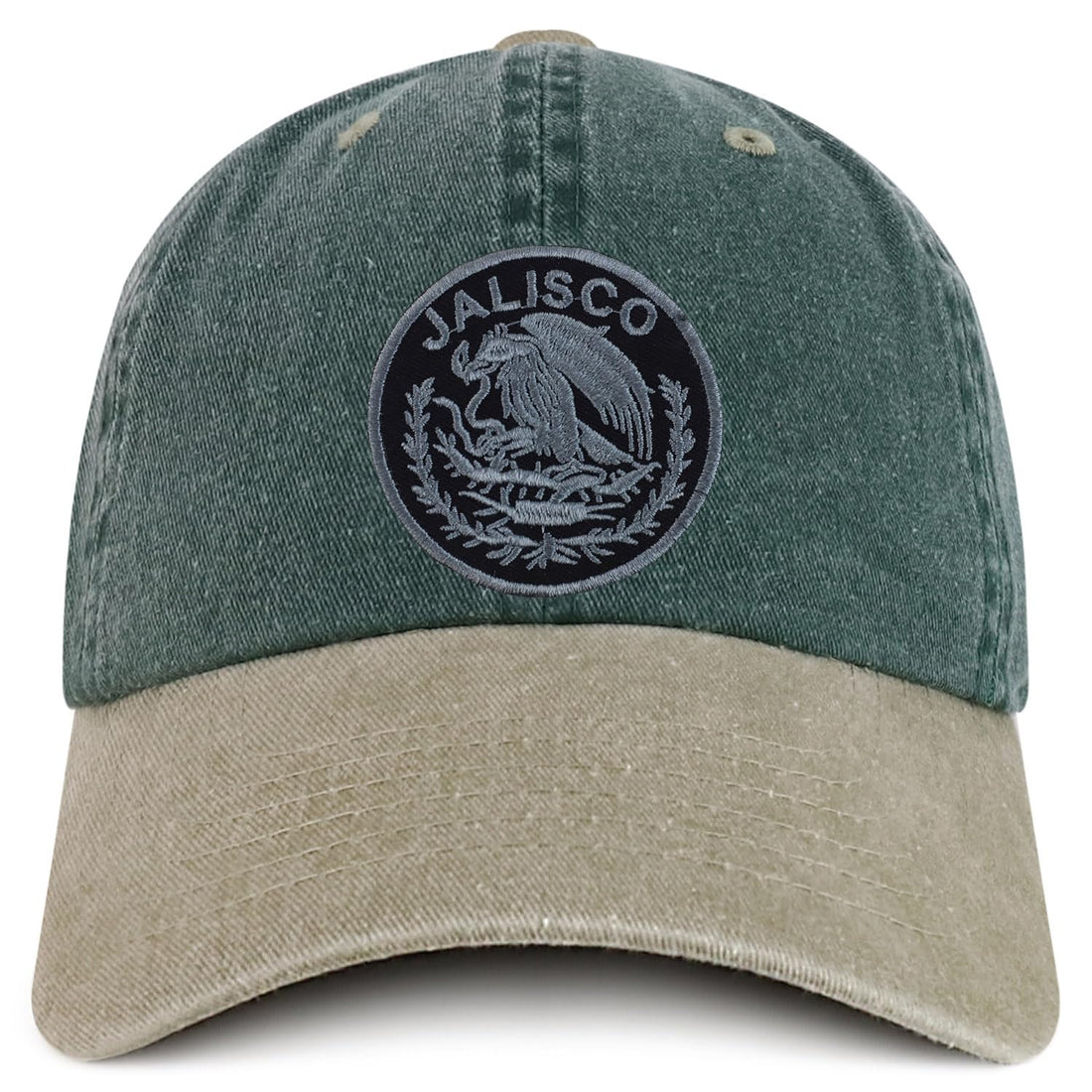 Trendy Apparel Shop Jalisco Mexico Charcoal Embroidered Patch Pigment Dyed Washed Baseball Cap