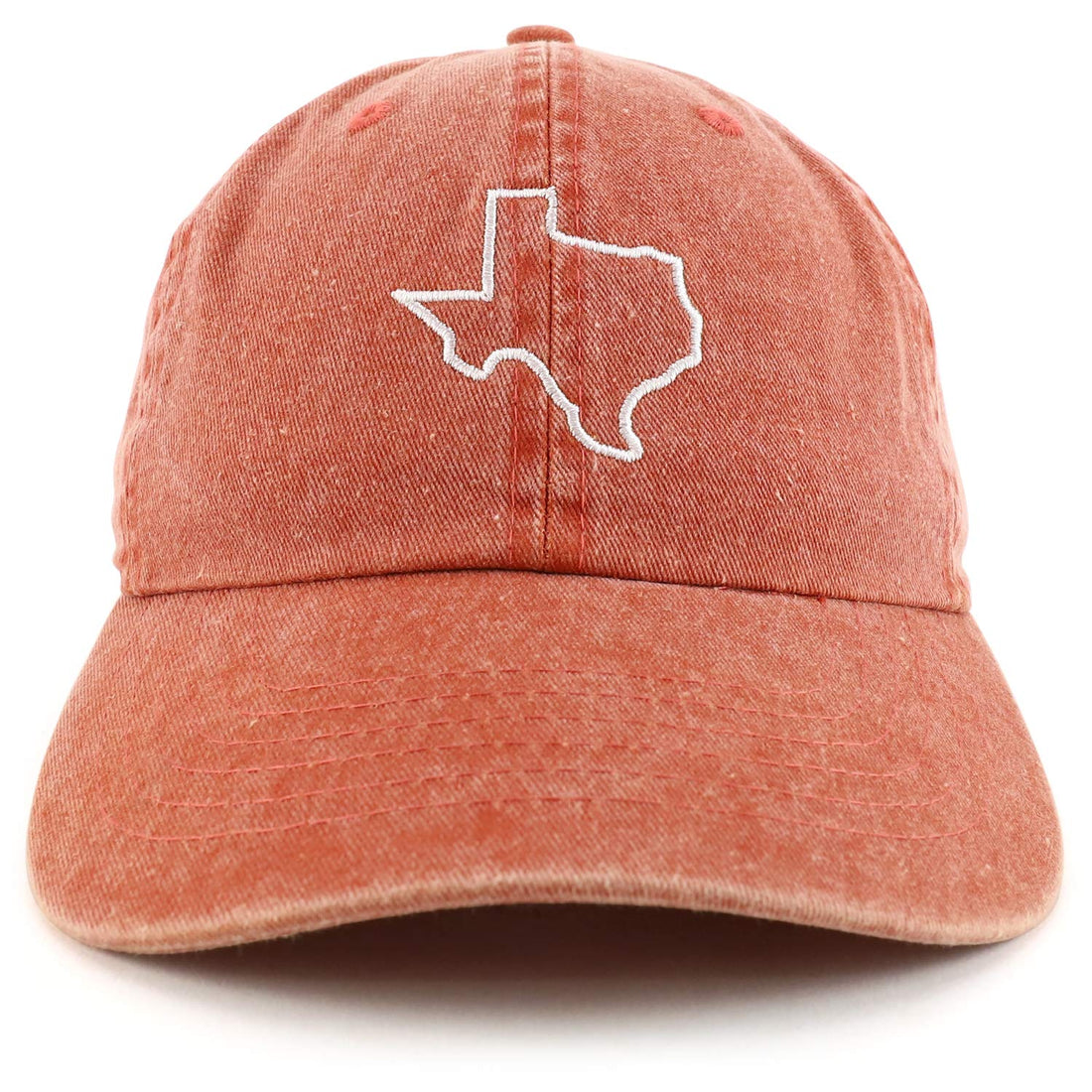 Trendy Apparel Shop Texas State Outline Embroidered Washed Cotton Adjustable Cap