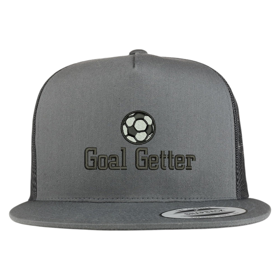 Trendy Apparel Shop Soccer Goal Getter Embroidered 5 Panel Flatbill Trucker Mesh Cap