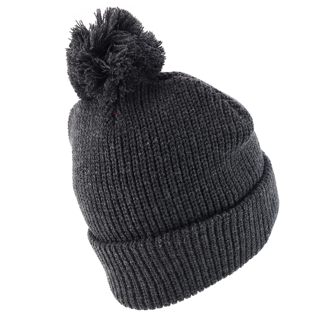 Trendy Apparel Shop XXL Oversized Solid Pom Pom Winter Ribbed Cuffed Beanie