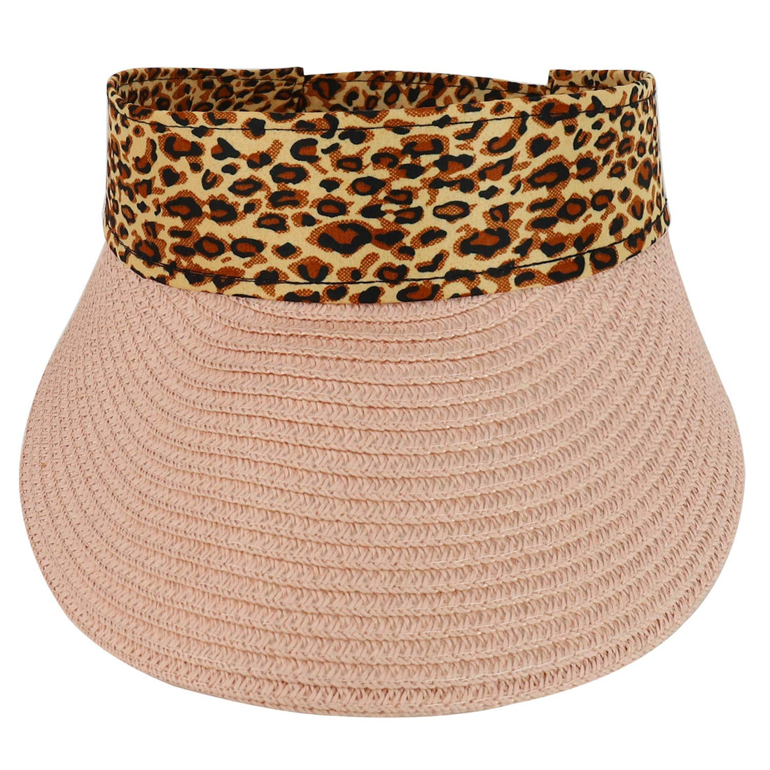 Trendy Apparel Shop Leopard Print Headband Paper Braid Adjustable Sun Visor Hat
