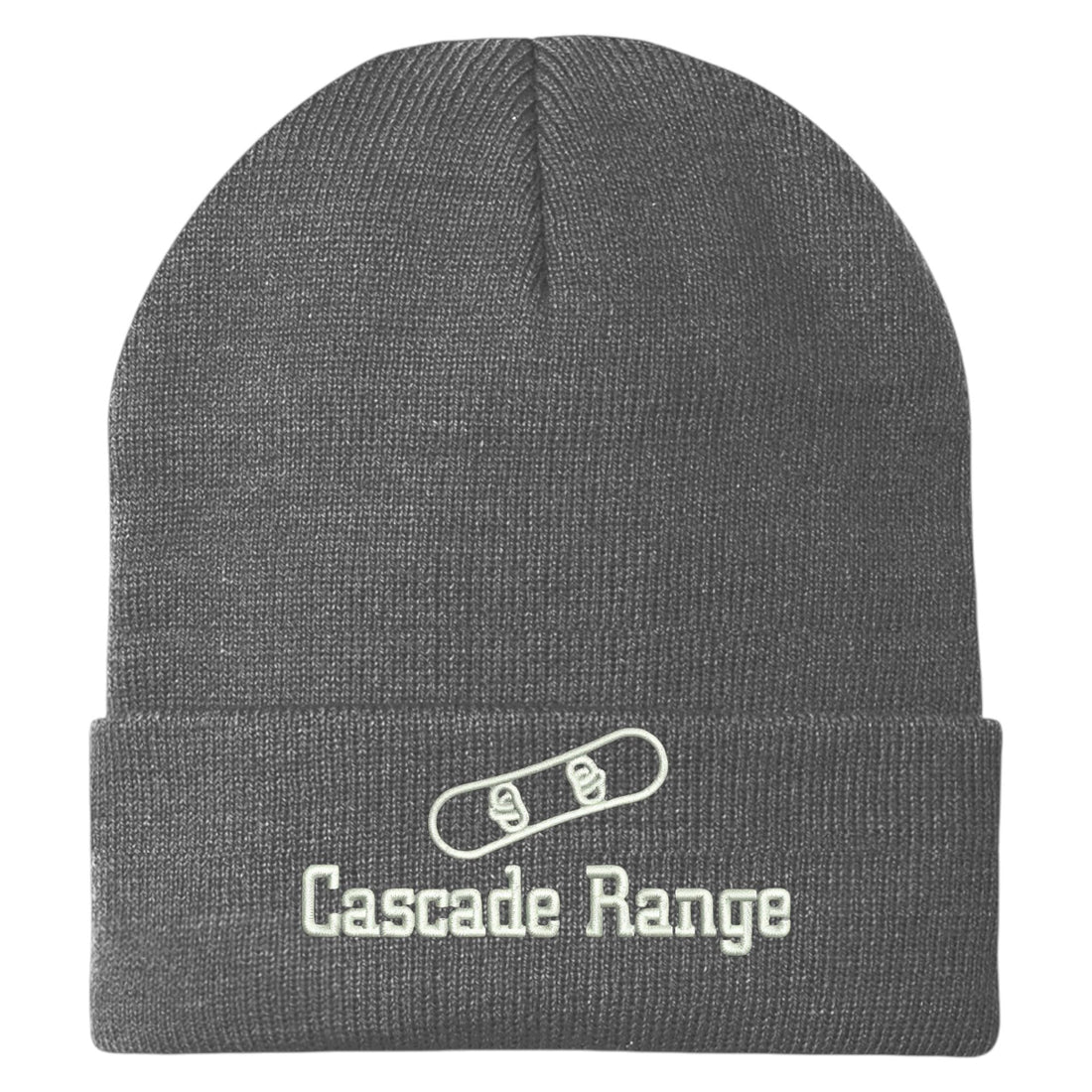 Trendy Apparel Shop Cascade Range Snowboard Logo Embroidered Long Cuff Beanie