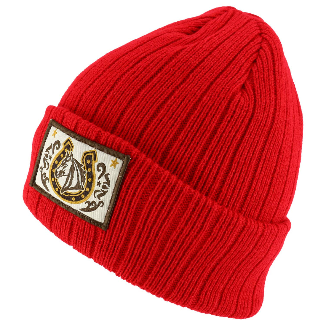 Trendy Apparel Shop Horse Patch Embroidered Outdoor Long Cuff Winter Beanie
