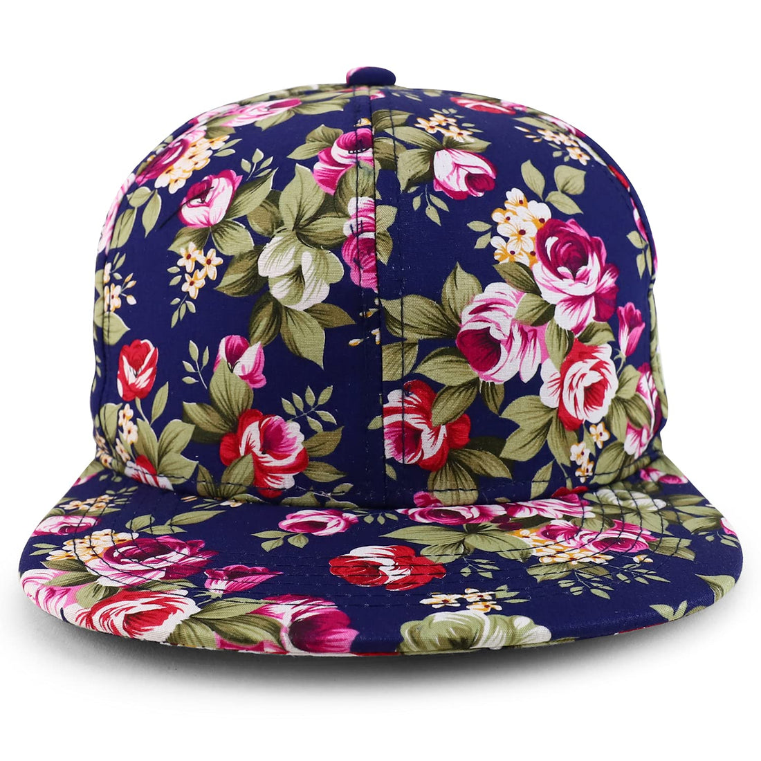 Trendy Apparel Shop Floral Print Structured Mid Profile Flatbill Snapback Cap