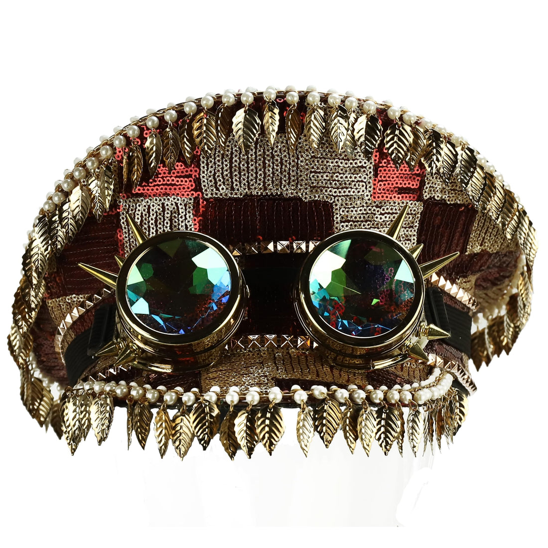 Trendy Apparel Shop Festival Party Sparkly Sequin Rhinestone Captain Hat