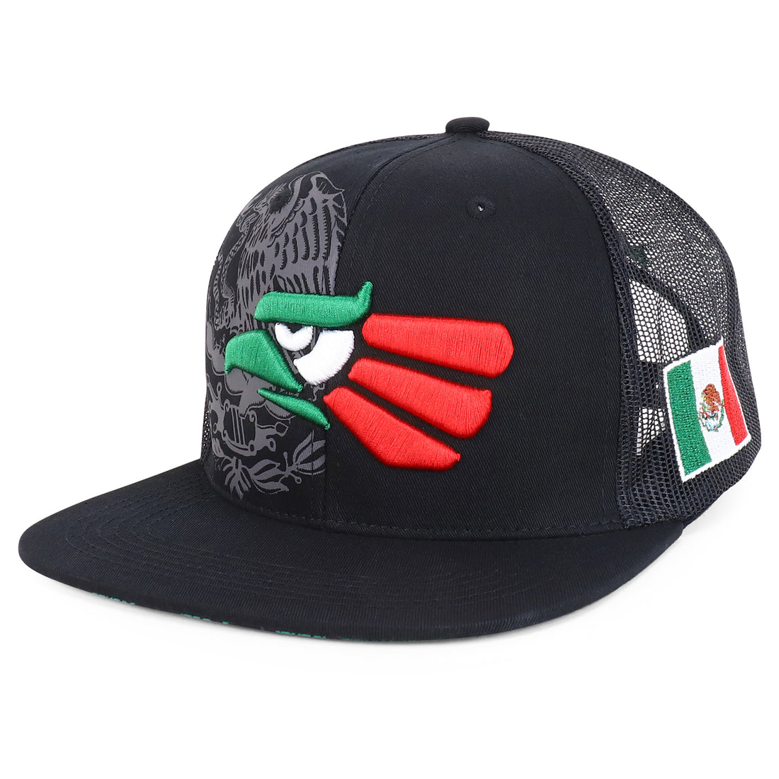 Trendy Apparel Shop Hecho En Mexico Eagle 3D Embroidered Flatbill Snapback Mesh Cap