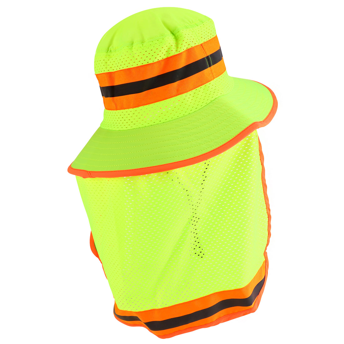 Trendy Apparel Shop XXL Visibility Reflective Sun Bucket Hat with Neck Flap