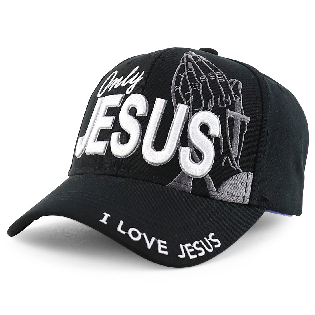 Trendy Apparel Shop Only Jesus Praying Hand Embroidered Christian Ball Cap
