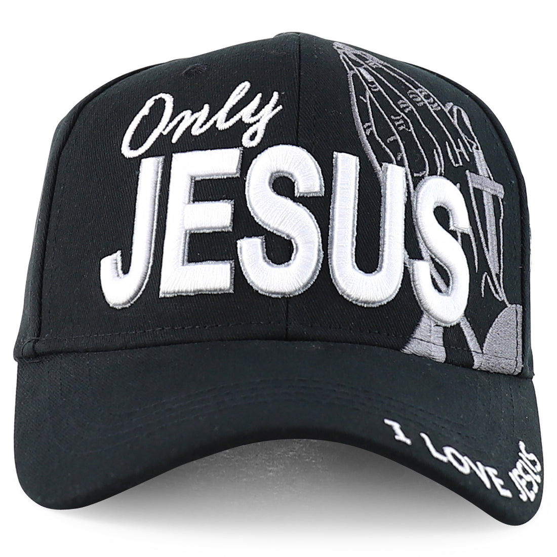Trendy Apparel Shop Only Jesus Praying Hand Embroidered Christian Ball Cap