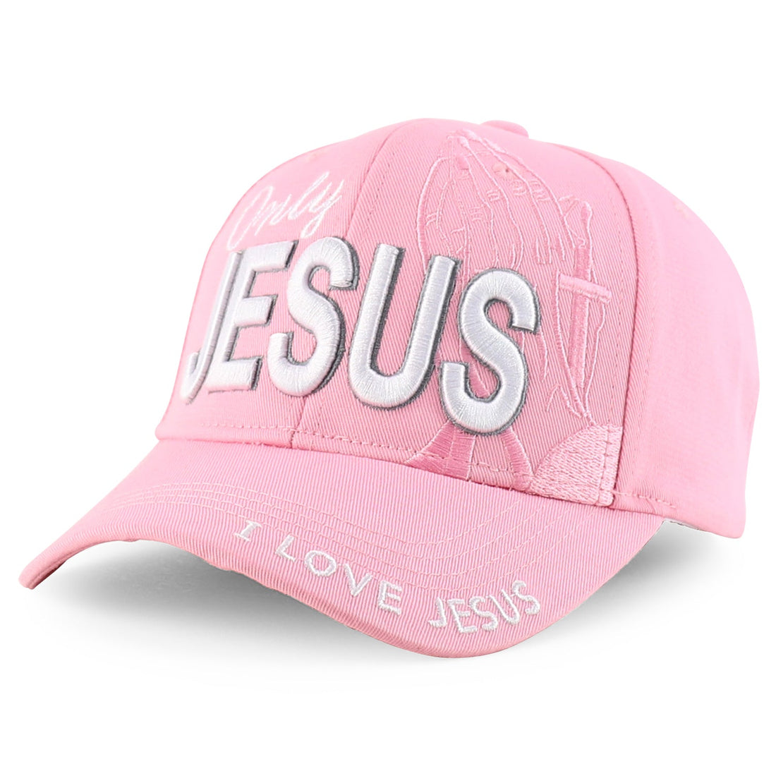 Trendy Apparel Shop Only Jesus Praying Hand Embroidered Christian Ball Cap