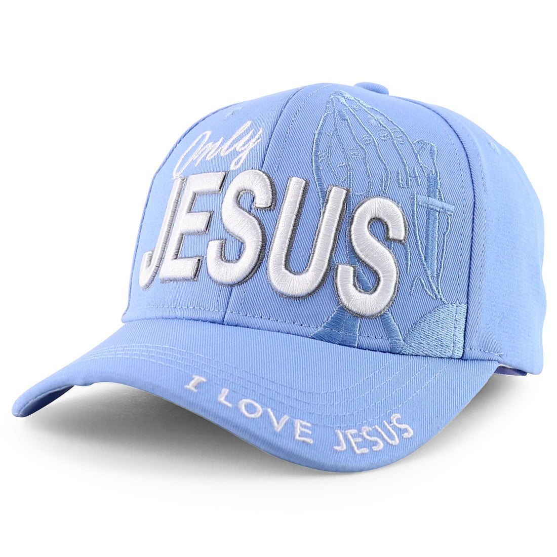 Trendy Apparel Shop Only Jesus Praying Hand Embroidered Christian Ball Cap