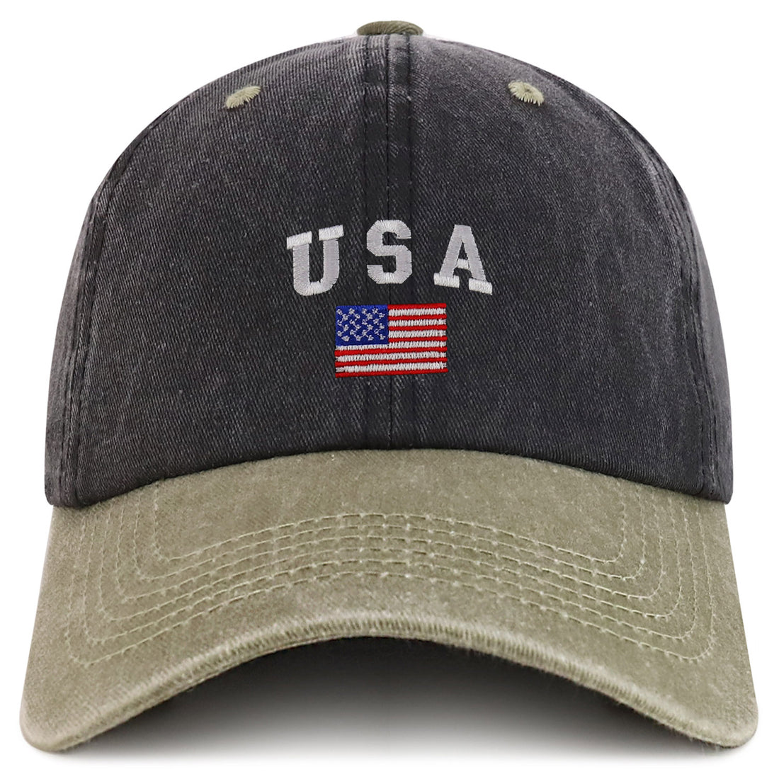 Trendy Apparel Shop American Flag and USA Embroidered Soft Washed Patriotic Cap