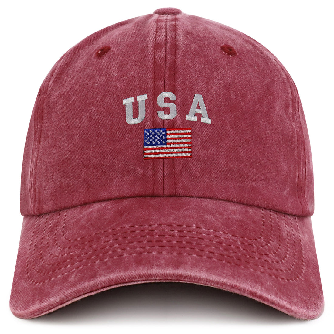 Trendy Apparel Shop American Flag and USA Embroidered Soft Washed Patriotic Cap