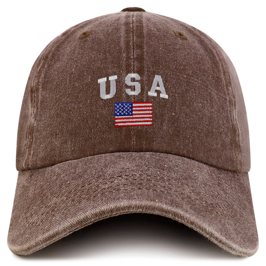 Trendy Apparel Shop American Flag and USA Embroidered Soft Washed Patriotic Cap