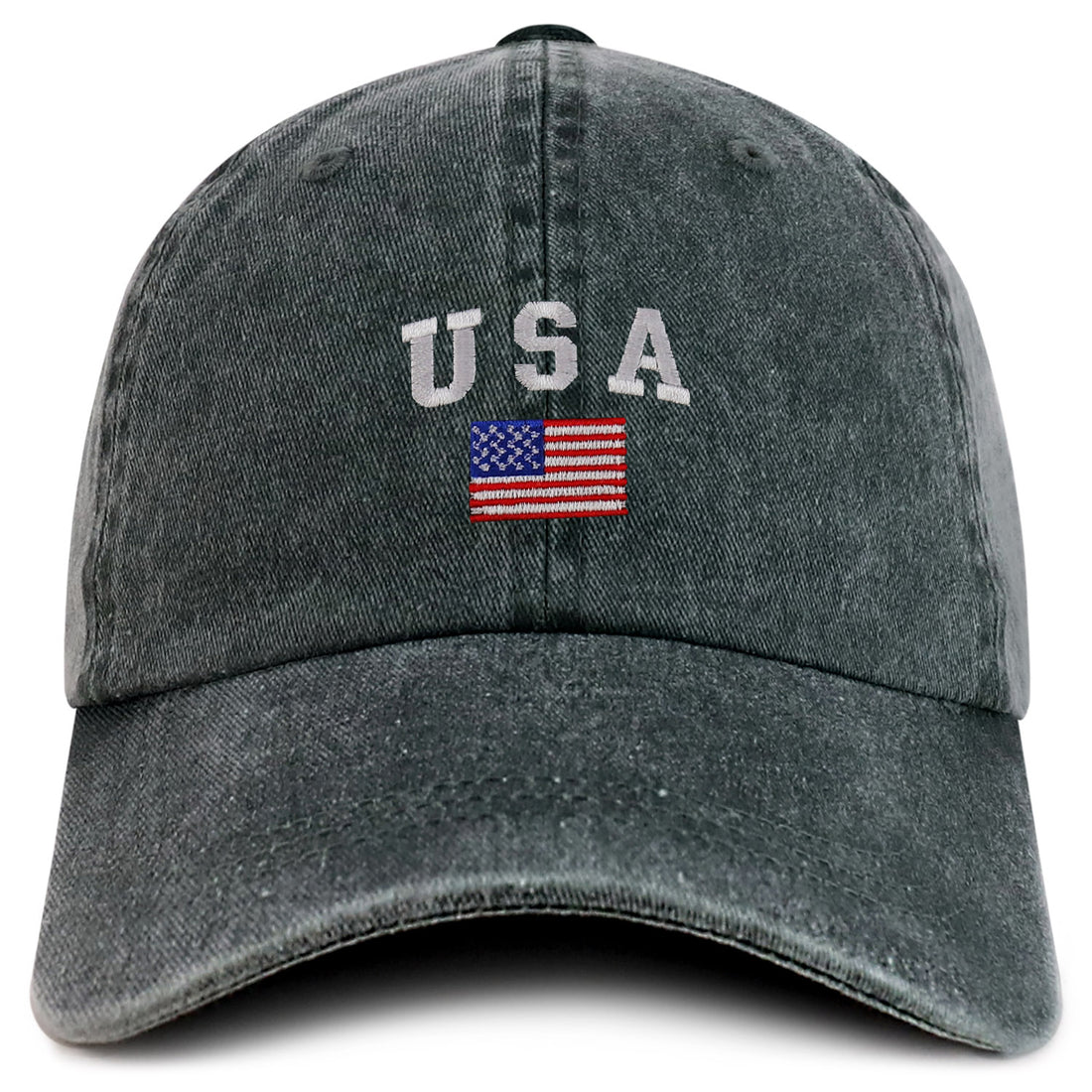 Trendy Apparel Shop American Flag and USA Embroidered Soft Washed Patriotic Cap