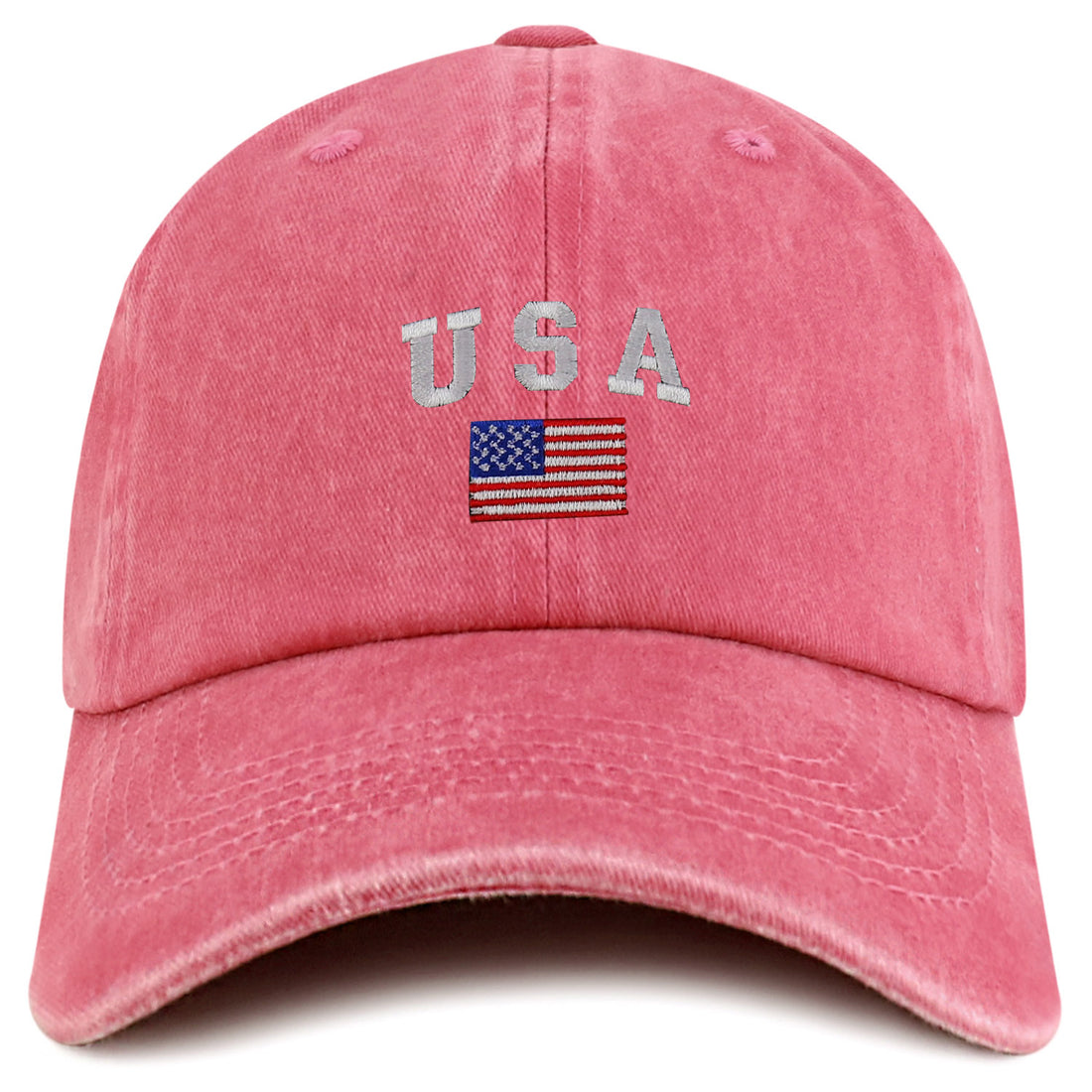 Trendy Apparel Shop American Flag and USA Embroidered Soft Washed Patriotic Cap