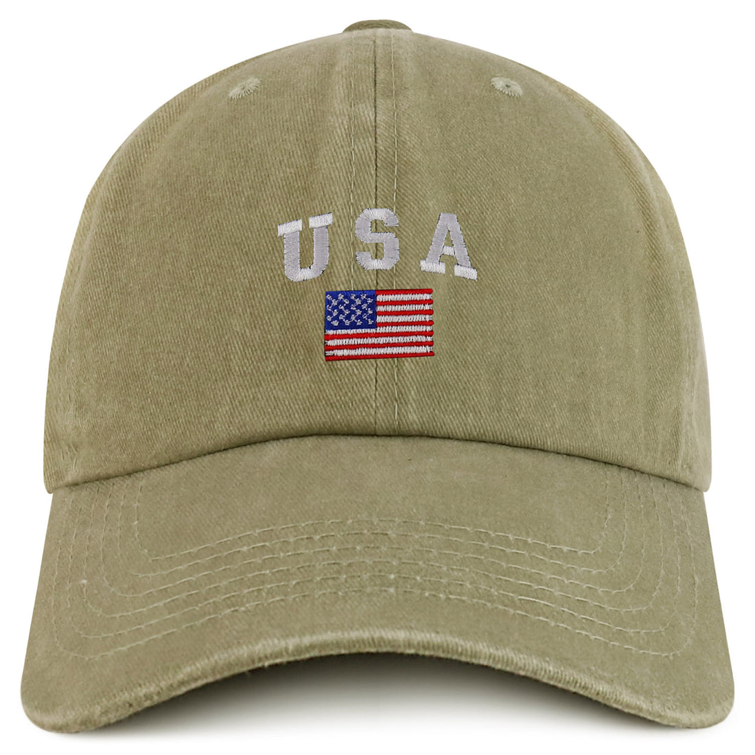 Trendy Apparel Shop American Flag and USA Embroidered Soft Washed Patriotic Cap