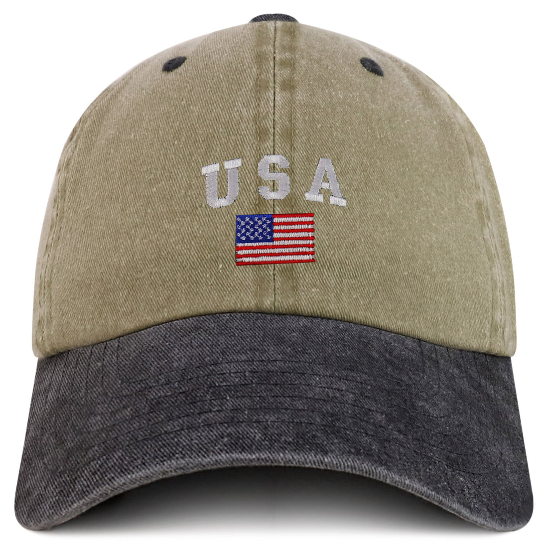 Trendy Apparel Shop American Flag and USA Embroidered Soft Washed Patriotic Cap
