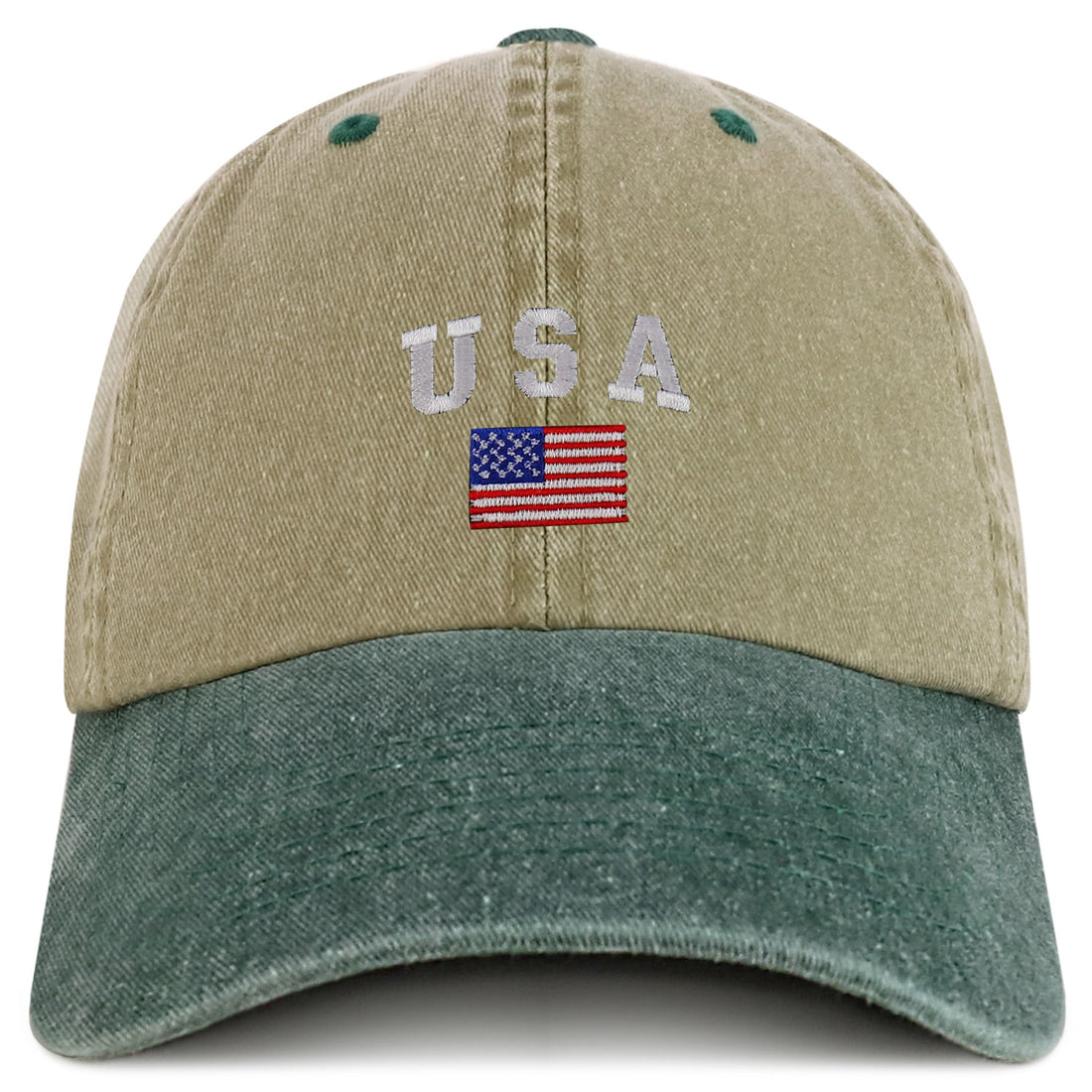 Trendy Apparel Shop American Flag and USA Embroidered Soft Washed Patriotic Cap